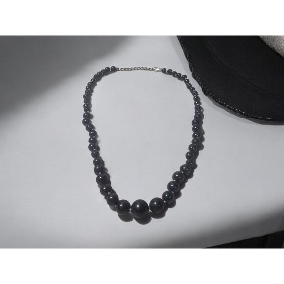 Black Pearl Necklace, Natural Fresh Water Pearl Bead Necklace, Genuine Classic - Picture 6 of 10